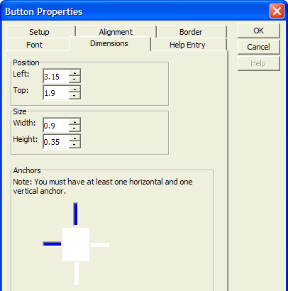 Button Dimension Properties